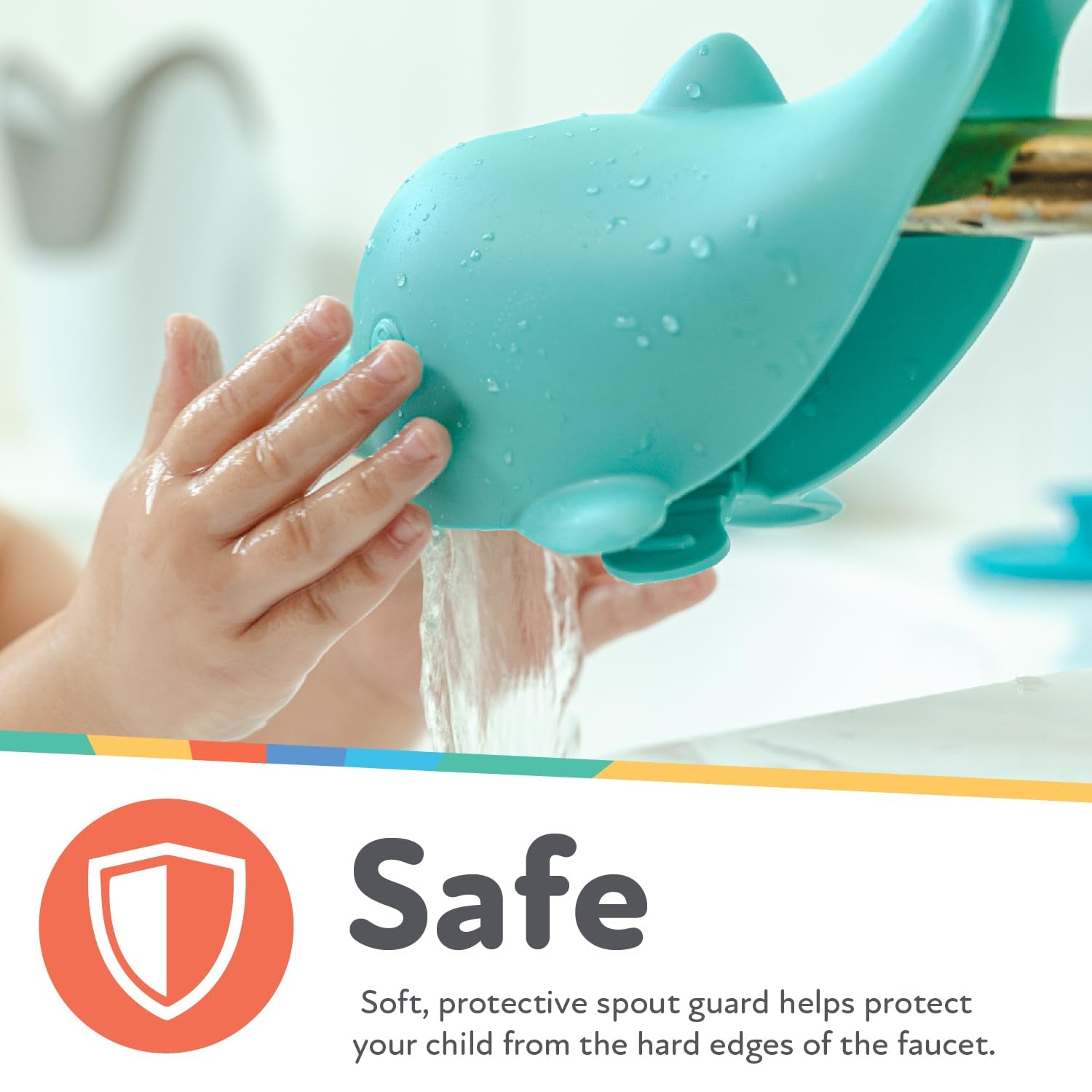 Nuby Bathtub Safety Spout Guard - Compatible with Most Standard Faucets - Bath Toys - Dolphin