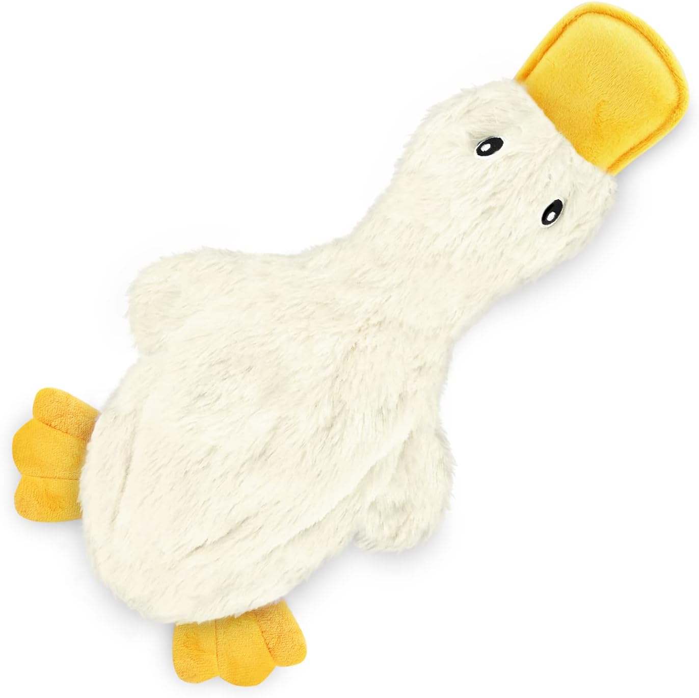 Crinkle Dog Toy for All Breeds - Plush No-Stuffing Duck with Soft Squeaker, Ideal for Indoor Play and Chewing - Yellow