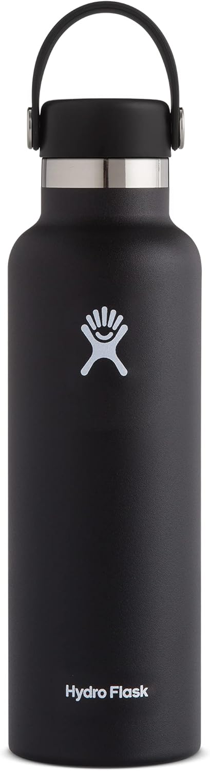 Hydro Flask Stainless Steel Standard Mouth Water Bottle with Flex Cap and Double-Wall Vacuum Insulation