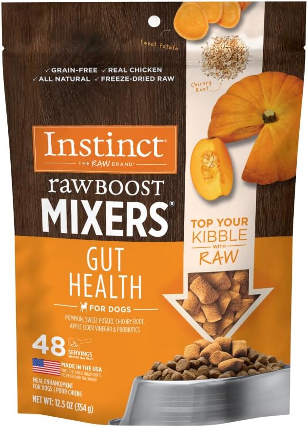 Instinct Raw Boost Mixers Freeze Dried Dog Food Toppers for Dry Food, Grain Free Dog Food Toppers with Chicken for Dogs - Gut Health, 5.5 Oz