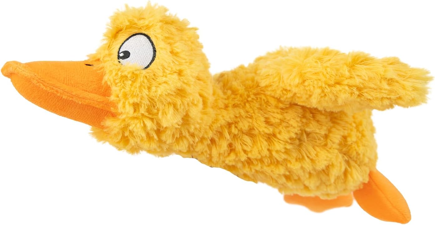 Crinkle Dog Toy for All Breeds - Plush No-Stuffing Duck with Soft Squeaker, Ideal for Indoor Play and Chewing - Yellow