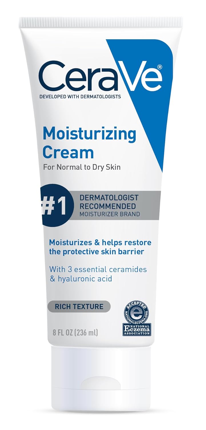 Cerave Moisturizing Cream | Body and Face Moisturizer for Dry Skin | Body Cream with Hyaluronic Acid and Ceramides | Daily Moisturizer | Oil-Free | Fragrance Free | Non-Comedogenic | 19 Ounce