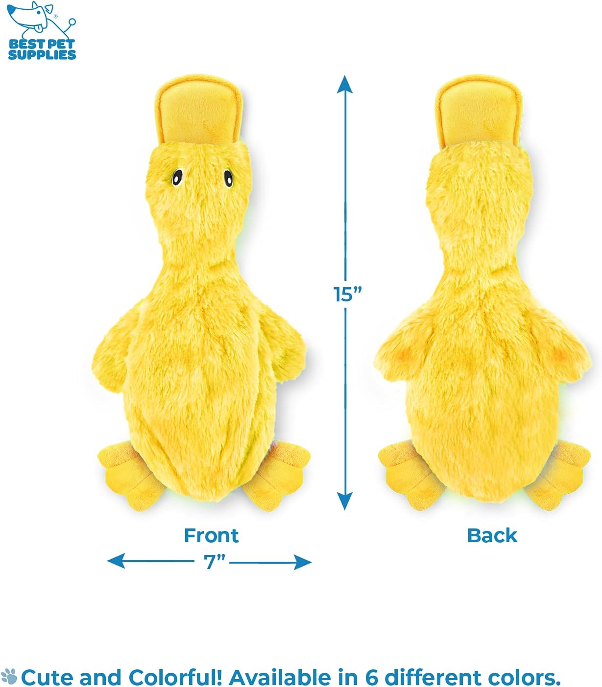 Crinkle Dog Toy for All Breeds - Plush No-Stuffing Duck with Soft Squeaker, Ideal for Indoor Play and Chewing - Yellow