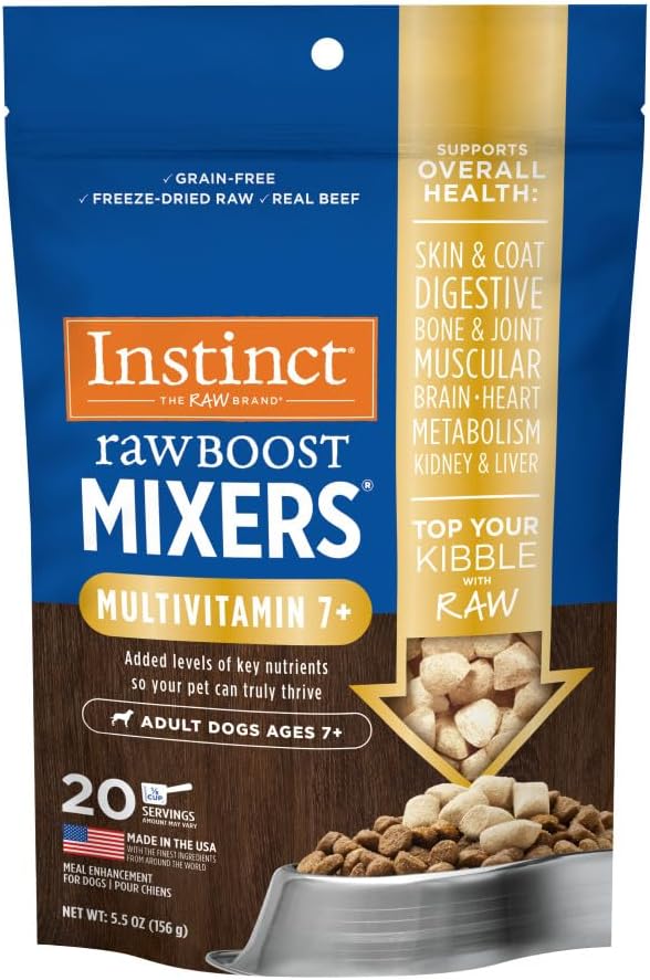 Instinct Raw Boost Mixers Freeze Dried Dog Food Toppers for Dry Food, Grain Free Dog Food Toppers with Chicken for Dogs - Gut Health, 5.5 Oz