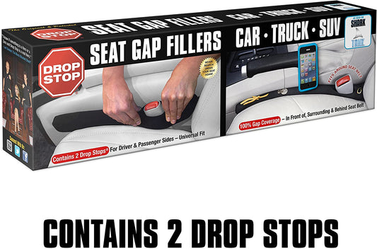 Drop Stop - the Original Patented Car Seat Gap Filler (As Seen on Shark Tank) - between Seats Console Organizer, Set of 2 and Slide Free Pad and Light