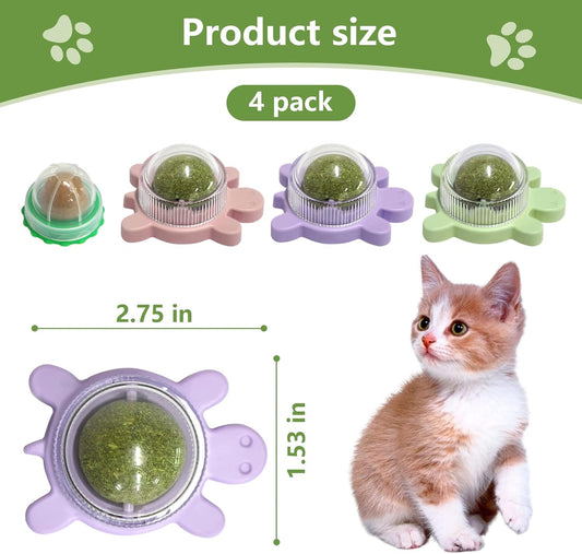 Catnip Ball Toy Catnip Licking Balls for Cats Catnip Rollerball Wall Cat Nips Catnips Organic Ball Teeth Cleaning Dental Kitten Toys Interactive Cat Lick Chew Toy Indoor