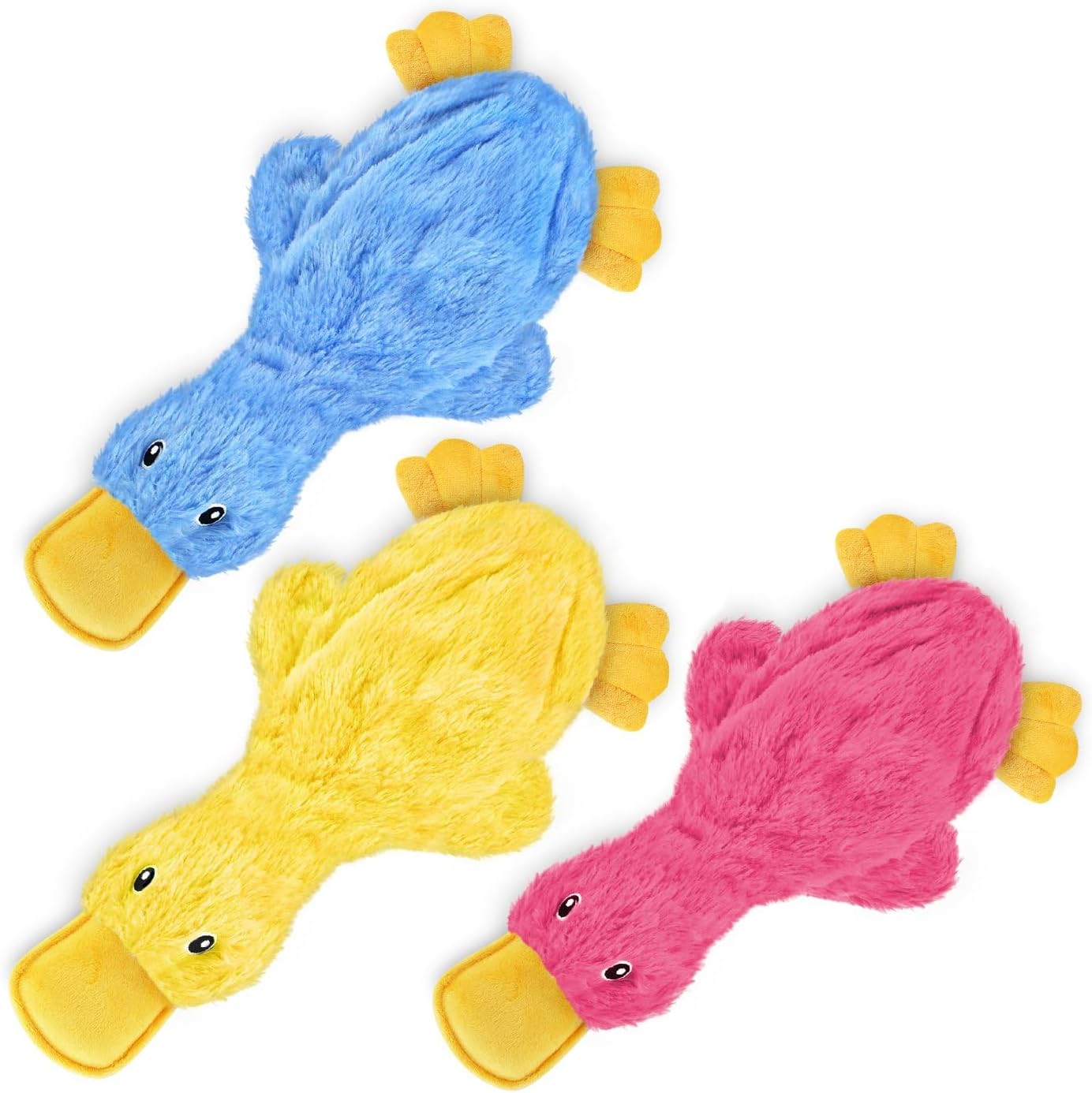 Crinkle Dog Toy for All Breeds - Plush No-Stuffing Duck with Soft Squeaker, Ideal for Indoor Play and Chewing - Yellow