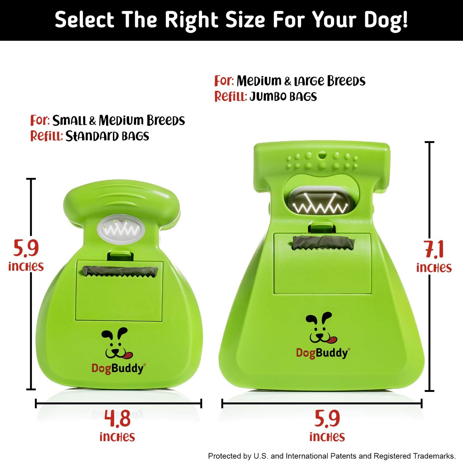 Dogbuddy Pooper Scooper, Portable Dog Pooper Scooper, Poop Scooper for Small and Large Dogs, Pooper Scooper with Bag Attachment, Leash Clip and Dog Waste Bags Included (Medium, Kiwi)