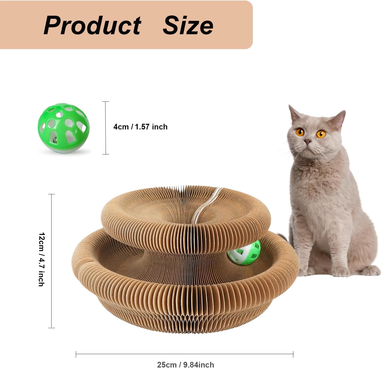 OWOWPET Kitty Kurlz Cat Toy, Reversible Infinity Style Magic Organ Cat Toy Made from Recycled Corrugated Cardboard Durable & Long Lasting