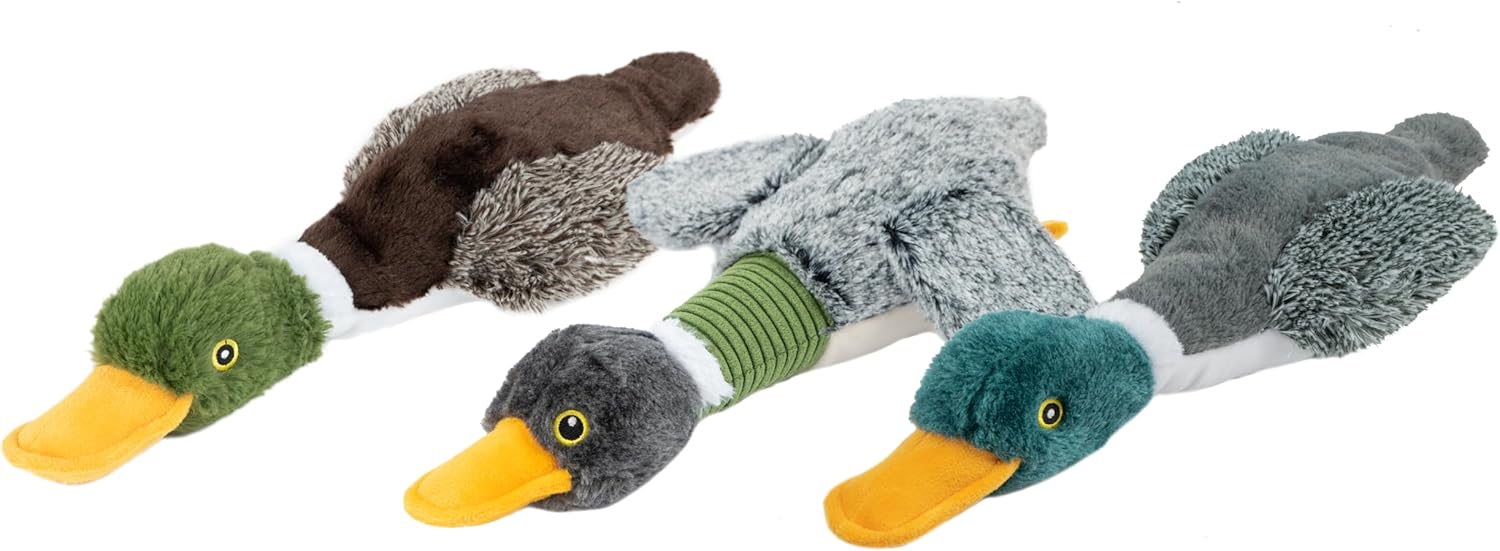 Crinkle Dog Toy for All Breeds - Plush No-Stuffing Duck with Soft Squeaker, Ideal for Indoor Play and Chewing - Yellow