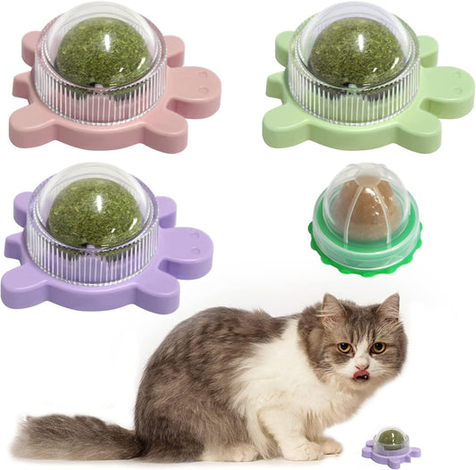 Catnip Ball Toy Catnip Licking Balls for Cats Catnip Rollerball Wall Cat Nips Catnips Organic Ball Teeth Cleaning Dental Kitten Toys Interactive Cat Lick Chew Toy Indoor