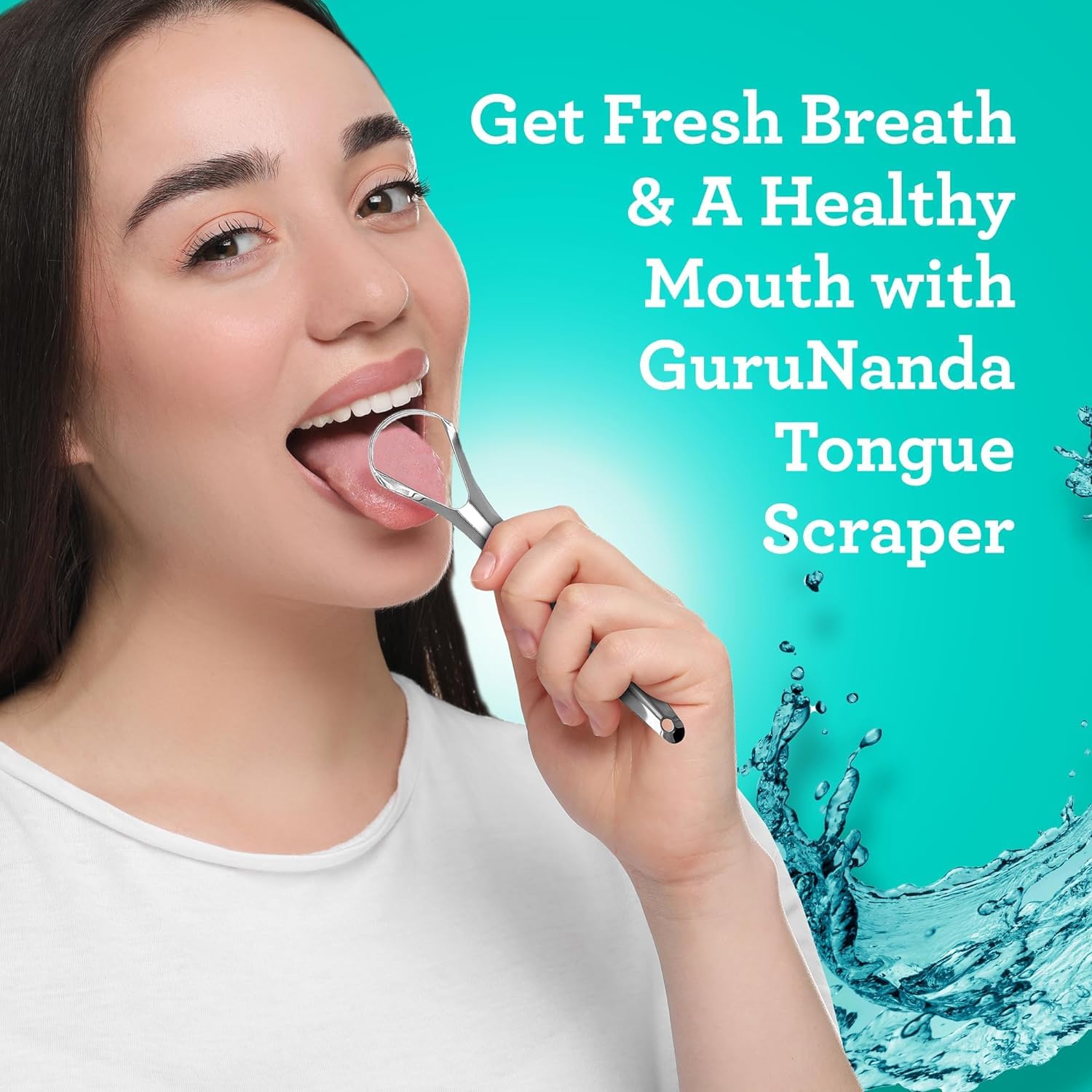 Gurunanda Stainless Steel Tongue Scraper (Pack of 2), Fight Bad Breath, Medical Grade 100% Stainless Steel Tongue Cleaner, Tongue Scraper for Adults and Kids, Great for Oral Care, Travel Friendly