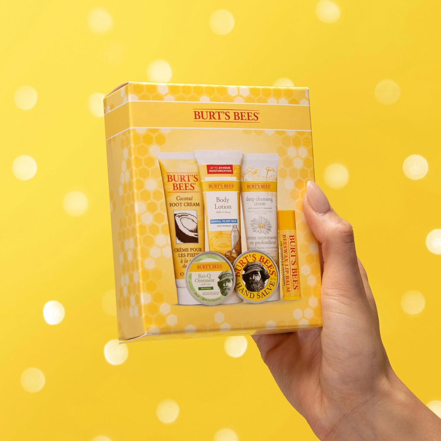 Burt'S Bees Christmas Gifts, 6 Stocking Stuffers Products, Timeless Minis Kit - Original Beeswax Lip Balm, Coconut Foot Cream, Milk Honey Body Lotion, Deep Cleansing Cream, Res-Q Ointment & Hand Salve