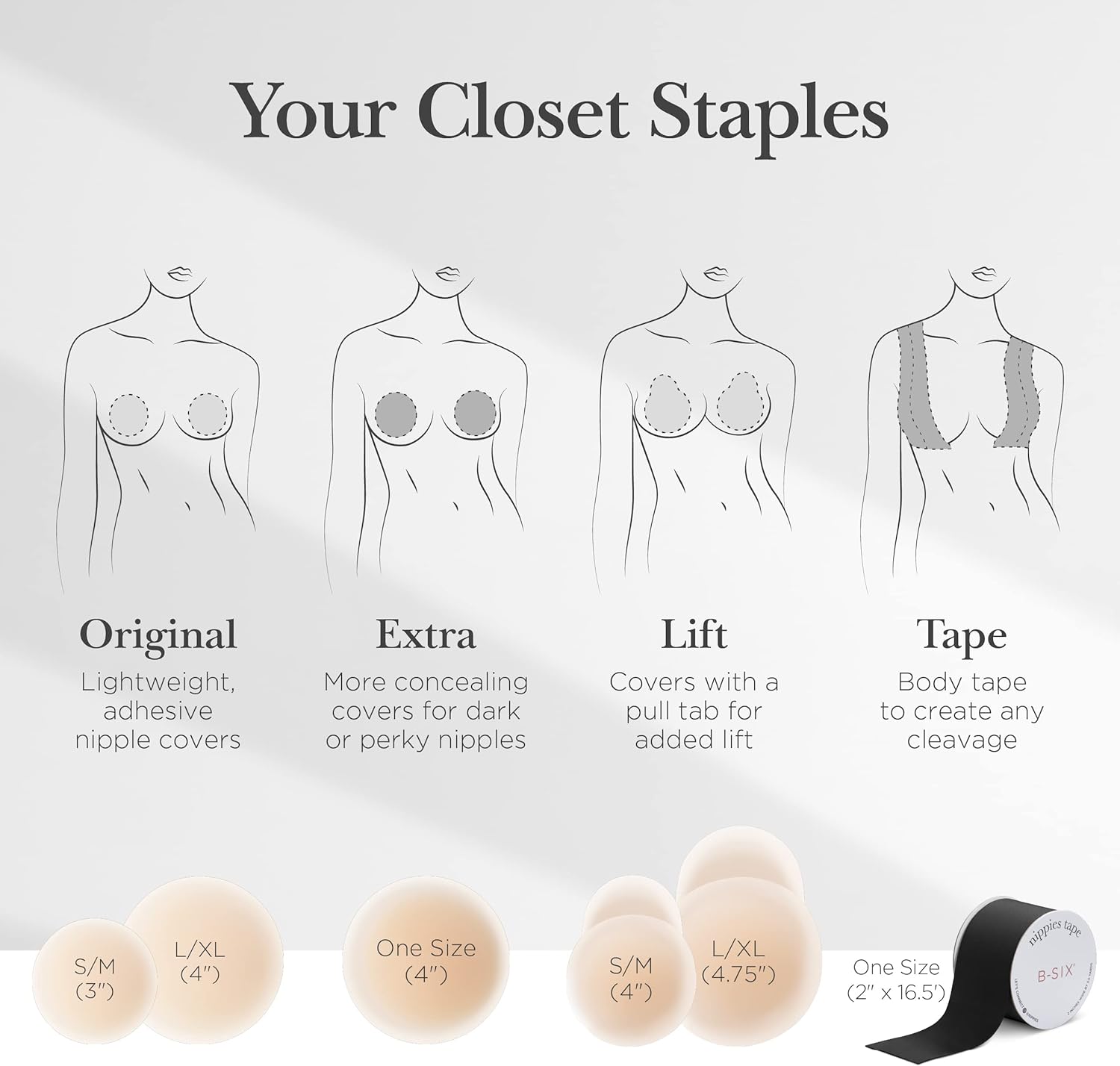 Nippies Nipple Cover - Sticky Adhesive Silicone Nipple Pasties - Reusable Pasty Nipple Covers for Women with Travel Box