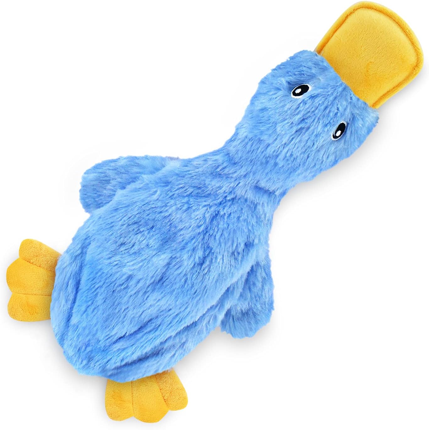 Crinkle Dog Toy for All Breeds - Plush No-Stuffing Duck with Soft Squeaker, Ideal for Indoor Play and Chewing - Yellow