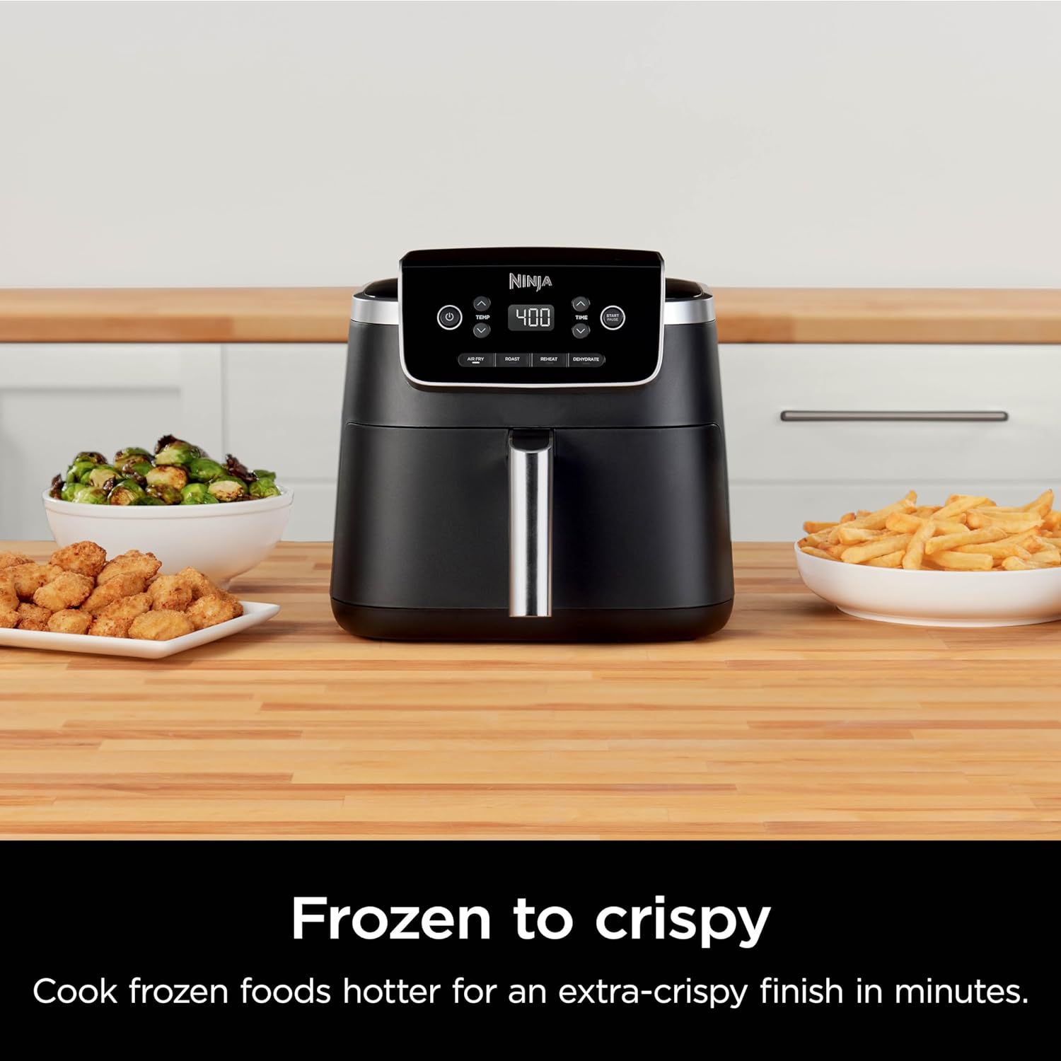 Ninja Air Fryer Pro 4-In-1 with 5 QT Capacity, Air Fry, Roast, Reheat, Dehydrate, Air Crisp Technology with 400F for Hot, Crispy Results in Just Minutes, Nonstick Basket & Crisper Plate, Grey, AF141