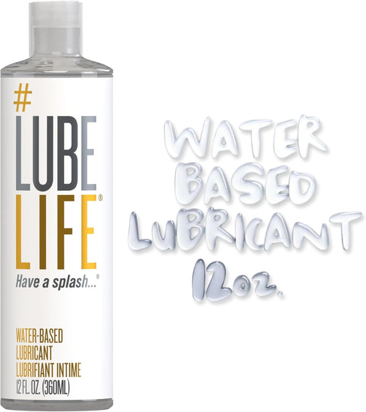 Lube Life Water-Based Personal Lubricant, Lube for Men, Women and Couples, Non-Staining, 12 Fl Oz