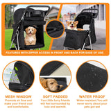 4 Wheels Pet Stroller Dog Cat Stroller for Small Medium Dog Cats Foldable Carrier Jogger Travel Puppy Stroller with Storage Basket and Cup Holder (Black)