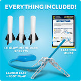 National Geographic Air Rocket Launcher Toy - Launch Glow in the Dark Rockets up to 100 Feet, Kids Outdoor Toys, Toys for Kids 8-12, Glow in the Dark Toys, Rocket Kit, Fun Outdoor Toys