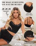 RSLOVE Pajamas Set Women'S V-Neck Sleeveless Sleepwear PJ Set Soft Lace Cami Set with Short Pants Nightwear