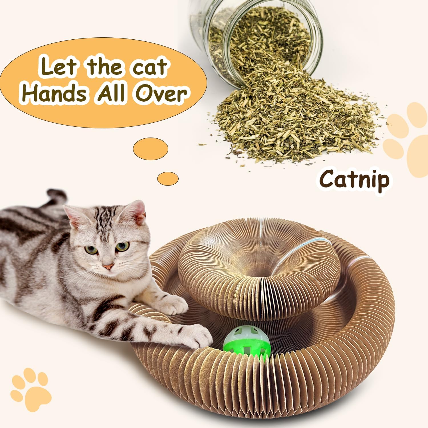 OWOWPET Kitty Kurlz Cat Toy, Reversible Infinity Style Magic Organ Cat Toy Made from Recycled Corrugated Cardboard Durable & Long Lasting