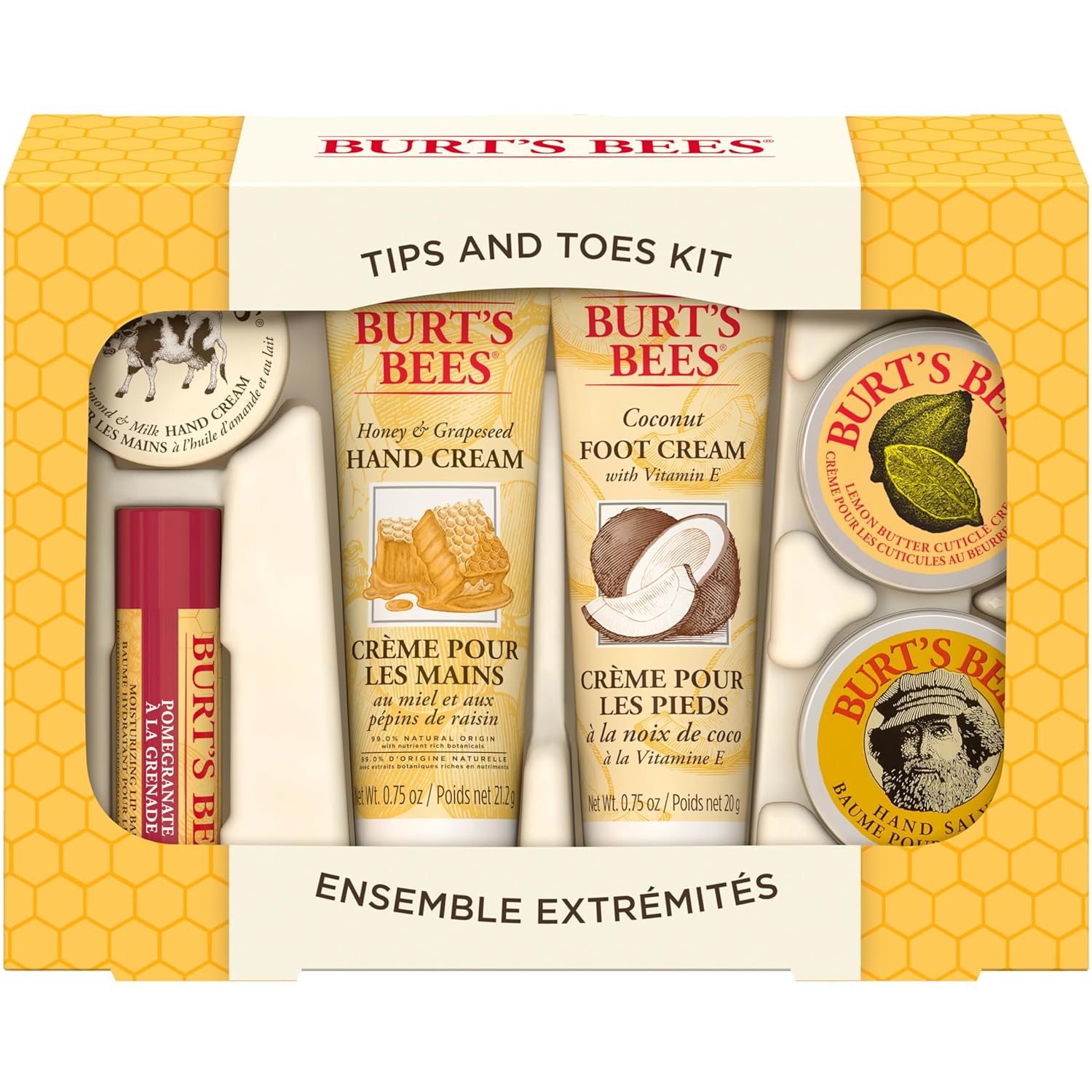 Burt'S Bees Christmas Gifts, 6 Stocking Stuffers Products, Timeless Minis Kit - Original Beeswax Lip Balm, Coconut Foot Cream, Milk Honey Body Lotion, Deep Cleansing Cream, Res-Q Ointment & Hand Salve