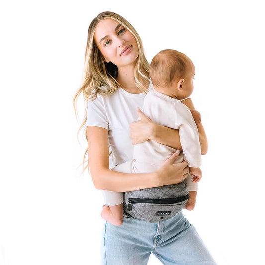 Tushbaby the Only Safety Certified Hip Seat Baby Carrier - as Seen on Shark Tank-Adjustable, Machine Washable, Ergonomic Newborn + Toddler + Child Carrier, Safe Ultra-Comfortable Waist Carrier Grey