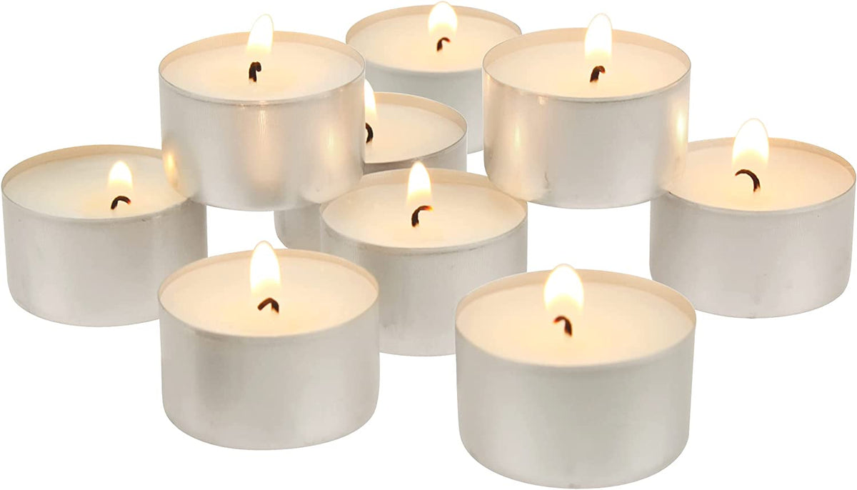 Stonebriar 200 Count White Unscented Smokeless Long Burning Tea Light Candles with 6-7 Hour Burn Time