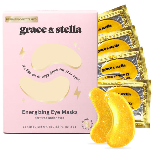 Grace & Stella under Eye Mask - Christmas Gifts for Women, Christmas Gifts for Mom - Reduce Dark Circles, Puffy Eyes, Undereye Bags, Wrinkles - Gel under Eye Patches - Vegan (24 Pairs, Gold)