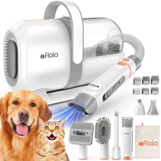 Afloia Dog Grooming Kit, Pet Grooming Vacuum & Dog Clippers Nail Trimmer Grinder & Dog Brush for Shedding with 6 Pet Grooming Tools, Low Noise Dog Hair Remover Pet Grooming Supplies for Dog Cat