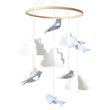 Baby Crib Mobile (Rainbow Birds in the Clouds, W/Garland) - Felt Nursery Ceiling Decoration and Baby Shower for Girls & Boys