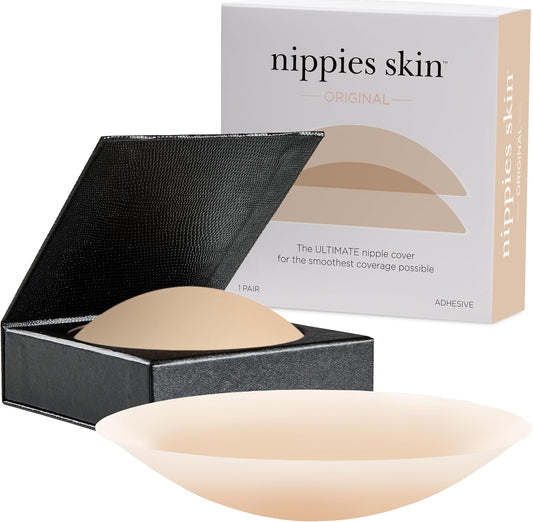 Nippies Nipple Cover - Sticky Adhesive Silicone Nipple Pasties - Reusable Pasty Nipple Covers for Women with Travel Box