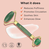 Jade Roller for Face - Face Massager Skin Care Tools with Small Eye Roller for Puffy Eyes, Face Care to Reduce Puffy Eyes, Stocking Stuffers for Her, Facial Roller Self Care Gifts for Women