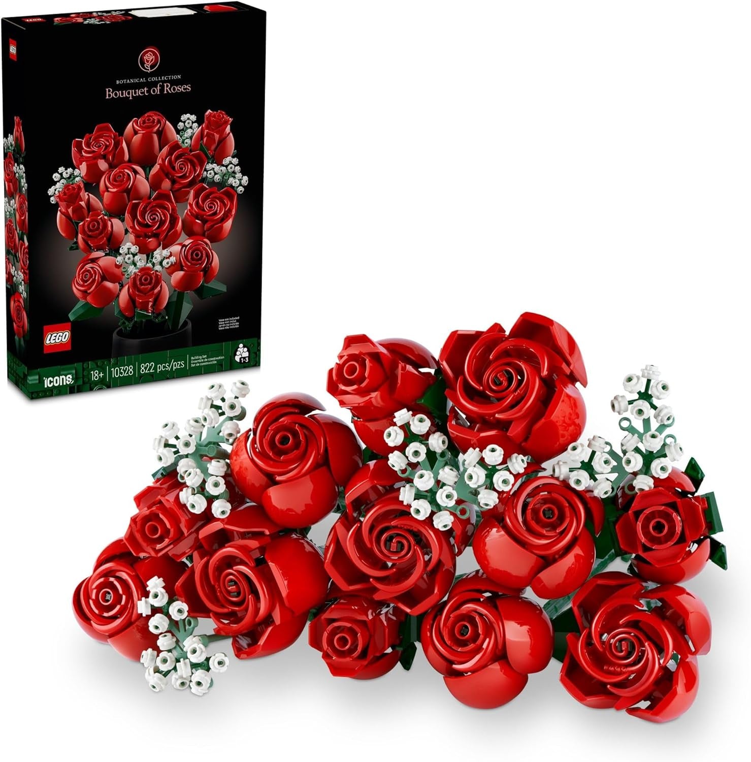 Icons Bouquet of Roses, Artificial Flowers for Home Décor, Gift for Her or Him for Anniversary or Any Special Day, Relax with a Unique Build and Display Model from the Botanical Collection, 10328