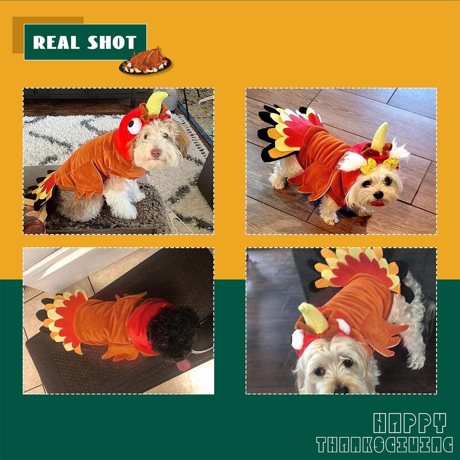 BWOGUE Turkey Dog Costume Thanksgiving Apparel Pet Costume for Dogs and Cats