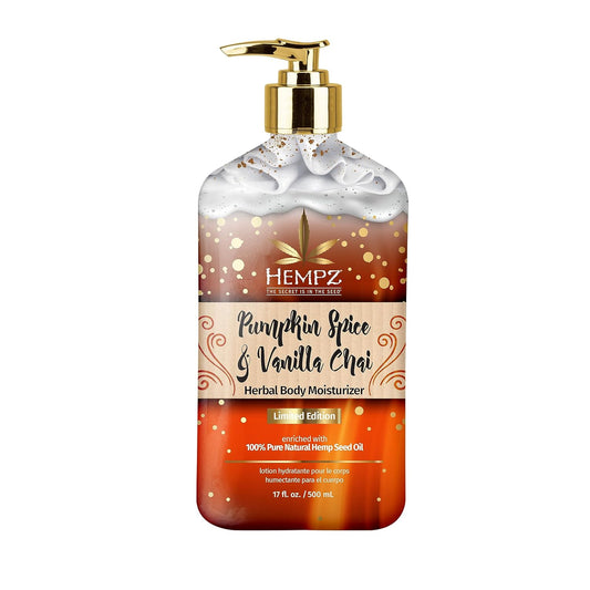 Limited Edition Pumpkin Spice & Vanilla Chai Herbal Moisturizing Body Lotion (17 Oz) – Fall Scented for Women or Men with Dry or Sensitive Skin - Hydrating Moisturizer for Daily Radiance