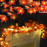 TURNMEON 2 Pack Thanksgiving Decorations Enlarged Maples Leafed Fall Decorations for Home Fall Lights Thick Leafs Garlands, Total 20Ft 40LED Battery Operated Waterproof Halloween Decor Indoor Outdoor