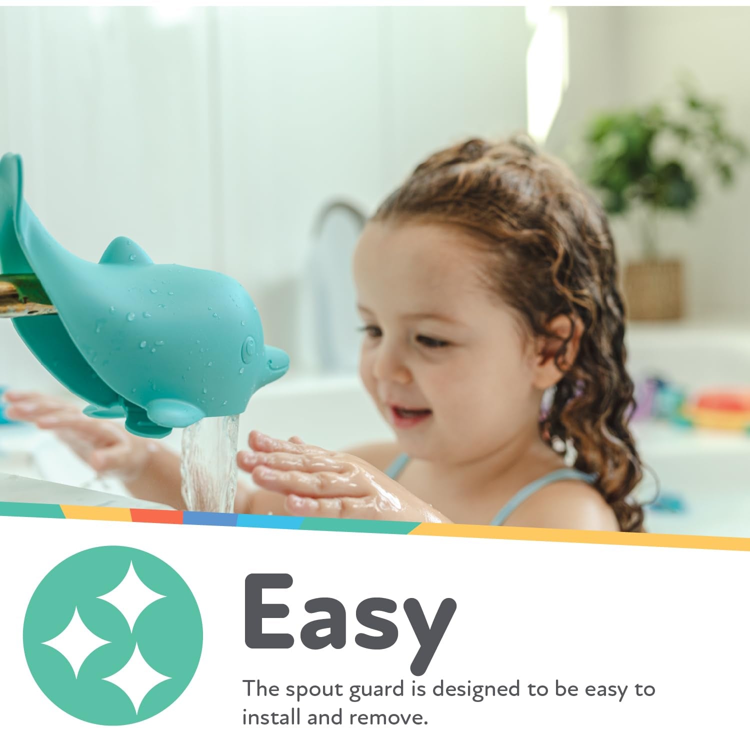 Nuby Bathtub Safety Spout Guard - Compatible with Most Standard Faucets - Bath Toys - Dolphin