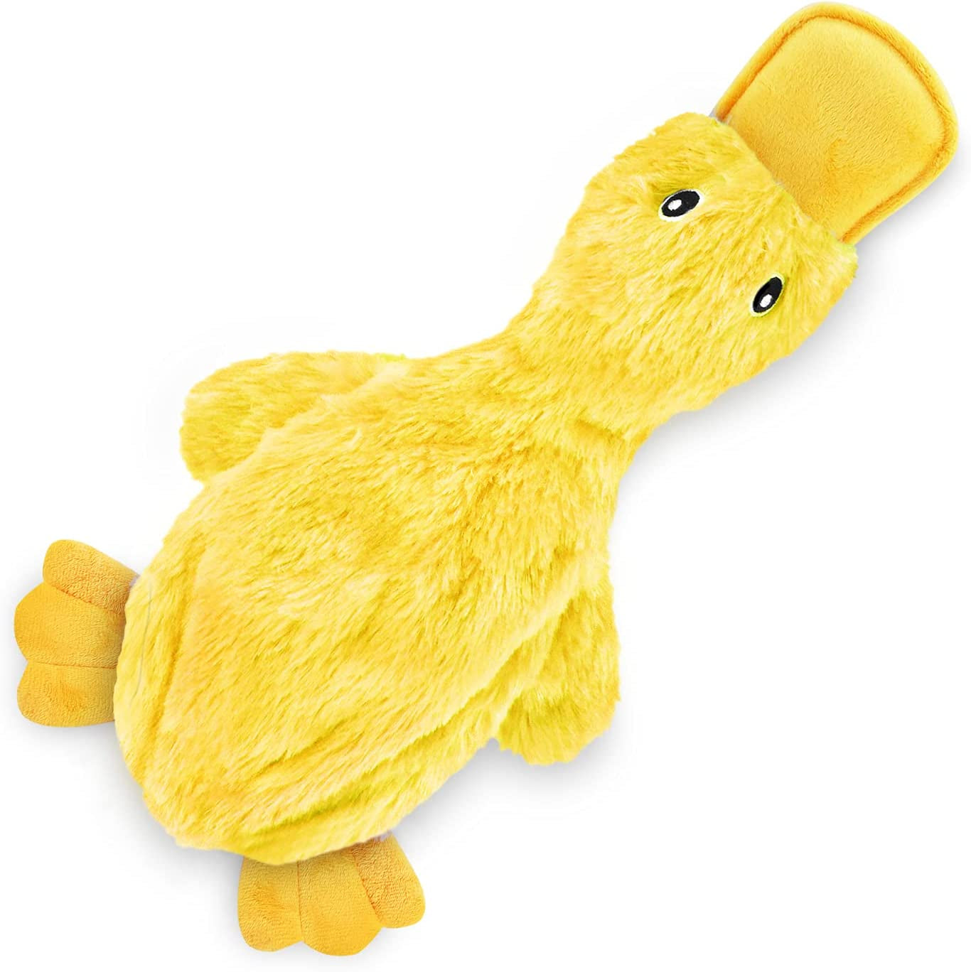 Crinkle Dog Toy for All Breeds - Plush No-Stuffing Duck with Soft Squeaker, Ideal for Indoor Play and Chewing - Yellow