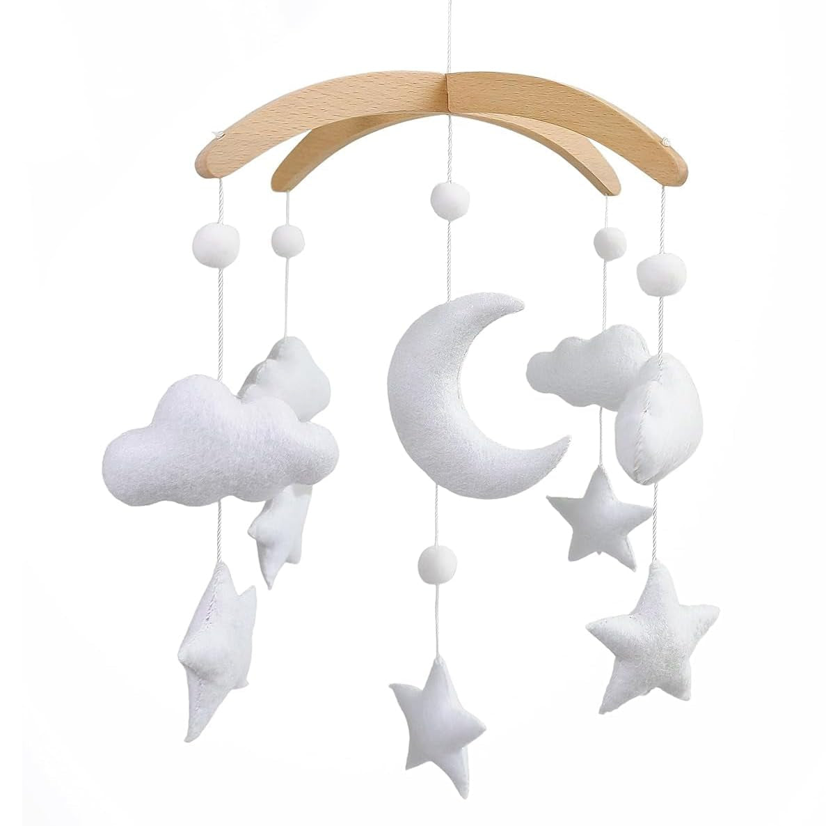 Baby Crib Mobile (Rainbow Birds in the Clouds, W/Garland) - Felt Nursery Ceiling Decoration and Baby Shower for Girls & Boys