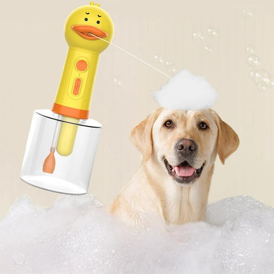 USB Rechargeable Yellow Duck Electric Foam Soap Dispenser for Pet Bathing and Cleaning