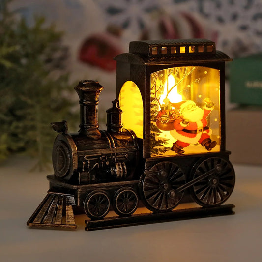 Vintage Portable Train Christmas LED Night Light – Battery Powered Hanging Lantern for Indoor & Outdoor Holiday Party Decorations