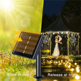 Solar Curtain Lights - 300 LED Waterproof String Lights for Outdoor Christmas & Yard Decorations