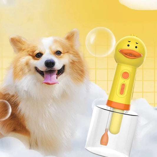 USB Rechargeable Yellow Duck Electric Foam Soap Dispenser for Pet Bathing and Cleaning