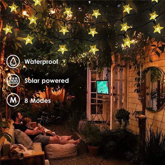 Solar Star String Lights 100LED 8 Modes Outdoors Twinkle Fairy Lights Waterproof Star Twinkle Lights for Lawn Gardens Patio