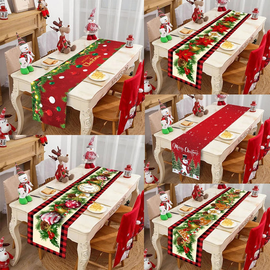 2024 Christmas Table Runner - Merry Christmas Decorations for Home, Festive Tablecloth, Holiday Table Flag, New Year & Noel Gift