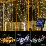 Solar Curtain Lights - 300 LED Waterproof String Lights for Outdoor Christmas & Yard Decorations