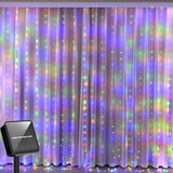 Solar Curtain Lights - 300 LED Waterproof String Lights for Outdoor Christmas & Yard Decorations