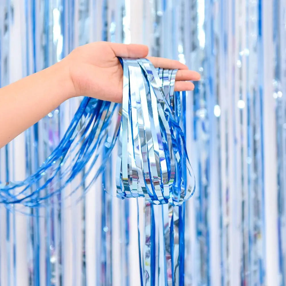 Metallic Foil Fringe Tinsel Curtain - Party Backdrop for Birthdays, New Year's Eve, Weddings, and Photoshoots