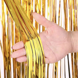 Metallic Foil Fringe Tinsel Curtain - Party Backdrop for Birthdays, New Year's Eve, Weddings, and Photoshoots